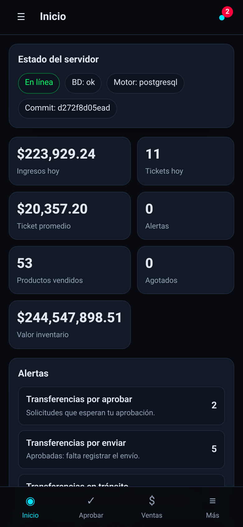 Ampliar interfaz móvil de DozBachg con datos de demostración